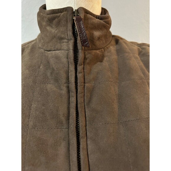Faconnable Women’s Brown Goatskin Suede Quilted Vest size S Zip Up - Picture 5 of 10
